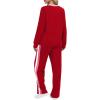 imageWIHOLL 2 Piece Lounge Sets for Women Long Sleeve Tops Wide Leg Sweatpants Sweatsuits with PocketsRed