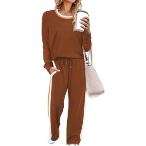imageWIHOLL 2 Piece Lounge Sets for Women Long Sleeve Tops Wide Leg Sweatpants Sweatsuits with PocketsCamarel