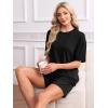 imageWIHOLL 2 Piece Lounge Sets for Women 2 Piece Lounge Matching Short Sleeve Tops Shorts Pants with Pocket ClothingBlack