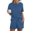 imageWIHOLL 2 Piece Lounge Sets for Women 2 Piece Lounge Matching Short Sleeve Tops Shorts Pants with Pocket ClothingBlue