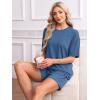 imageWIHOLL 2 Piece Lounge Sets for Women 2 Piece Lounge Matching Short Sleeve Tops Shorts Pants with Pocket ClothingBlue