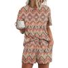 imageWIHOLL 2 Piece Lounge Sets for Women 2 Piece Lounge Matching Short Sleeve Tops Shorts Pants with Pocket ClothingBoho Print