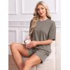 imageWIHOLL 2 Piece Lounge Sets for Women 2 Piece Lounge Matching Short Sleeve Tops Shorts Pants with Pocket ClothingCoffee
