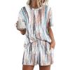 imageWIHOLL 2 Piece Lounge Sets for Women 2 Piece Lounge Matching Short Sleeve Tops Shorts Pants with Pocket ClothingDye Tie