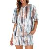 imageWIHOLL 2 Piece Lounge Sets for Women 2 Piece Lounge Matching Short Sleeve Tops Shorts Pants with Pocket ClothingDye Tie