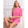 imageWIHOLL 2 Piece Lounge Sets for Women 2 Piece Lounge Matching Short Sleeve Tops Shorts Pants with Pocket ClothingHot Pink