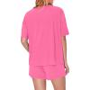 imageWIHOLL 2 Piece Lounge Sets for Women 2 Piece Lounge Matching Short Sleeve Tops Shorts Pants with Pocket ClothingHot Pink