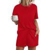 imageWIHOLL 2 Piece Lounge Sets for Women 2 Piece Lounge Matching Short Sleeve Tops Shorts Pants with Pocket ClothingRed