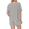 imageWIHOLL 2 Piece Lounge Sets for Women 2 Piece Lounge Matching Short Sleeve Tops Shorts Pants with Pocket ClothingStripes Black