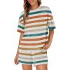 imageWIHOLL 2 Piece Lounge Sets for Women 2 Piece Lounge Matching Short Sleeve Tops Shorts Pants with Pocket ClothingStripes Orange