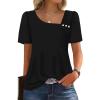 imageWIHOLL Womens Summer Tops Short Sleeve Shirts Square Neck Spring Outfits 2026 Fashion Clothing BlousesBlack