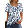 imageWIHOLL Womens Summer Tops Short Sleeve Shirts Square Neck Spring Outfits 2026 Fashion Clothing BlousesBoho Blue