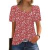 imageWIHOLL Womens Summer Tops Short Sleeve Shirts Square Neck Spring Outfits 2026 Fashion Clothing BlousesFloral 1