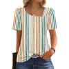 imageWIHOLL Womens Summer Tops Short Sleeve Shirts Square Neck Spring Outfits 2026 Fashion Clothing BlousesStripes Orange