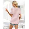 imageWIHOLL Womens Summer Tops Short Sleeve Shirts Square Neck Spring Outfits 2026 Fashion Clothing BlousesStripes Pink
