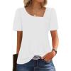 imageWIHOLL Womens Summer Tops Short Sleeve Shirts Square Neck Spring Outfits 2026 Fashion Clothing BlousesWhite