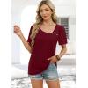 imageWIHOLL Womens Summer Tops Short Sleeve Shirts Square Neck Spring Outfits 2026 Fashion Clothing BlousesWinered