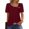 imageWIHOLL Womens Summer Tops Short Sleeve Shirts Square Neck Spring Outfits 2026 Fashion Clothing BlousesWinered