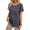 imageWIHOLL Womens Tops Short Sleeve Shirts Summer Outfits 2026 Spring Dressy Casual Clothes ClothingBlack Stripes