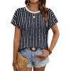 imageWIHOLL Womens Tops Short Sleeve Shirts Summer Outfits 2026 Spring Dressy Casual Clothes ClothingBlack Stripes