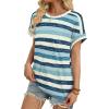 imageWIHOLL Womens Tops Short Sleeve Shirts Summer Outfits 2026 Spring Dressy Casual Clothes ClothingBlue Stripes