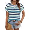 imageWIHOLL Womens Tops Short Sleeve Shirts Summer Outfits 2026 Spring Dressy Casual Clothes ClothingBlue Stripes