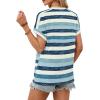 imageWIHOLL Womens Tops Short Sleeve Shirts Summer Outfits 2026 Spring Dressy Casual Clothes ClothingBlue Stripes