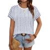 imageWIHOLL Womens Tops Short Sleeve Shirts Summer Outfits 2026 Spring Dressy Casual Clothes ClothingBlue Stripes2