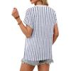 imageWIHOLL Womens Tops Short Sleeve Shirts Summer Outfits 2026 Spring Dressy Casual Clothes ClothingBlue Stripes2