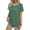 imageWIHOLL Womens Tops Short Sleeve Shirts Summer Outfits 2026 Spring Dressy Casual Clothes ClothingGreen Stripes