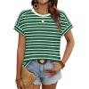 imageWIHOLL Womens Tops Short Sleeve Shirts Summer Outfits 2026 Spring Dressy Casual Clothes ClothingGreen Stripes