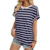 imageWIHOLL Womens Tops Short Sleeve Shirts Summer Outfits 2026 Spring Dressy Casual Clothes ClothingNavy Stripes