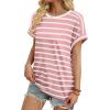 imageWIHOLL Womens Tops Short Sleeve Shirts Summer Outfits 2026 Spring Dressy Casual Clothes ClothingPink Stripes
