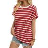 imageWIHOLL Womens Tops Short Sleeve Shirts Summer Outfits 2026 Spring Dressy Casual Clothes ClothingRed Stripes