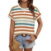 imageWIHOLL Womens Tops Short Sleeve Shirts Summer Outfits 2026 Spring Dressy Casual Clothes ClothingStripes Orange