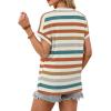 imageWIHOLL Womens Tops Short Sleeve Shirts Summer Outfits 2026 Spring Dressy Casual Clothes ClothingStripes Orange
