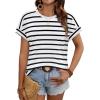 imageWIHOLL Womens Tops Short Sleeve Shirts Summer Outfits 2026 Spring Dressy Casual Clothes ClothingWhite Stripes