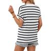 imageWIHOLL Womens Tops Short Sleeve Shirts Summer Outfits 2026 Spring Dressy Casual Clothes ClothingWhite Stripes