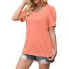 imageWIHOLL Womens Tops Summer Short Sleeve Shirts Square Neck Spring Outfits 2026 Fashion Clothing BlousesCoral