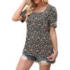 imageWIHOLL Womens Tops Summer Short Sleeve Shirts Square Neck Spring Outfits 2026 Fashion Clothing BlousesFloral Black