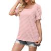 imageWIHOLL Womens Tops Summer Short Sleeve Shirts Square Neck Spring Outfits 2026 Fashion Clothing BlousesPink Stripes