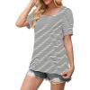 imageWIHOLL Womens Tops Summer Short Sleeve Shirts Square Neck Spring Outfits 2026 Fashion Clothing BlousesWhite Stripes