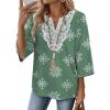 imageWIHOLL 34 Length Sleeve Womens Tops Boho V Neck Lace Shirts Trendy Blouses Dressy Casual Vacation Clothes01  Light Green