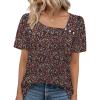 imageWIHOLL Womens Summer Tops Short Sleeve Shirts Square Neck Spring Outfits 2026 Fashion Clothing BlousesFloral 2