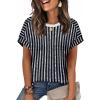 imageWIHOLL Womens Tops Short Sleeve Shirts Summer Outfits 2026 Spring Dressy Casual Clothes ClothingBlack Stripes
