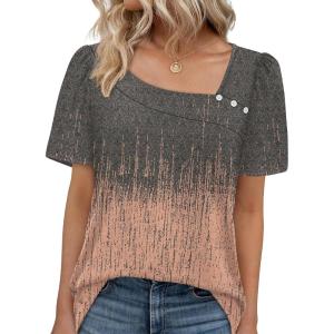 imageWIHOLL Womens Summer Tops Short Sleeve Shirts Square Neck Spring Outfits 2026 Fashion Clothing BlousesPattern 1