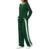 imageWIHOLL 2 Piece Lounge Sets for Women Long Sleeve Tops Wide Leg Sweatpants Sweatsuits with PocketsGreen