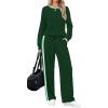 imageWIHOLL 2 Piece Lounge Sets for Women Long Sleeve Tops Wide Leg Sweatpants Sweatsuits with PocketsGreen