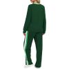 imageWIHOLL 2 Piece Lounge Sets for Women Long Sleeve Tops Wide Leg Sweatpants Sweatsuits with PocketsGreen