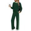 imageWIHOLL 2 Piece Lounge Sets for Women Long Sleeve Tops Wide Leg Sweatpants Sweatsuits with PocketsGreen